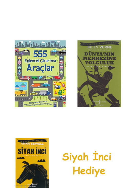 555 Eğlenceli Çıkartma - Araçlar + Dünyanın Merkezine Yolculuk + Siyah İnci Hediye