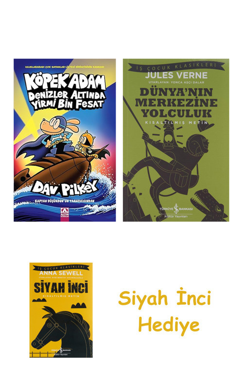 Köpek Adam 11 - Denizler Altında Yirmi Bin Fesat + Dünyanın Merkezine Yolculuk + Siyah İnci Hediye