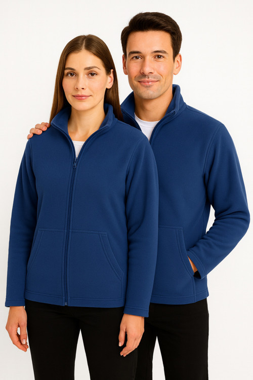 Unisex Indigo Anti-pilling Tüylenme Yapmayan Standart Fit Tam Fermuarlı Soğuk Geçirmez Polar Hırka