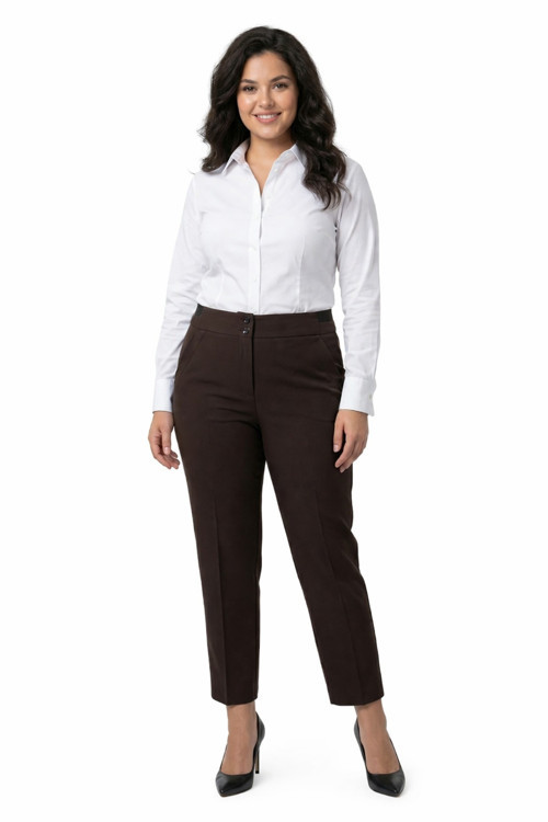 Kadın Kumaş Bilek Pantolon Bel Yarım Lastikli BGL-ST05389