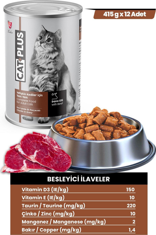 Biftekli Kedi Konservesi 415 gr X 12 Adet