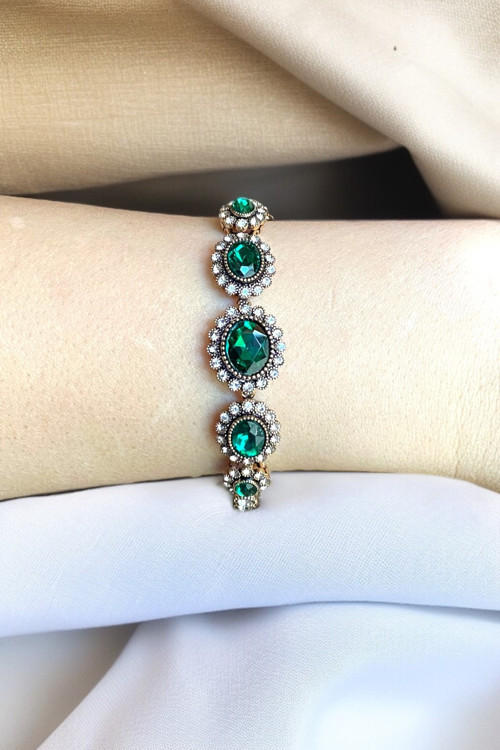 Oval Kristal Taşlı Bileklik