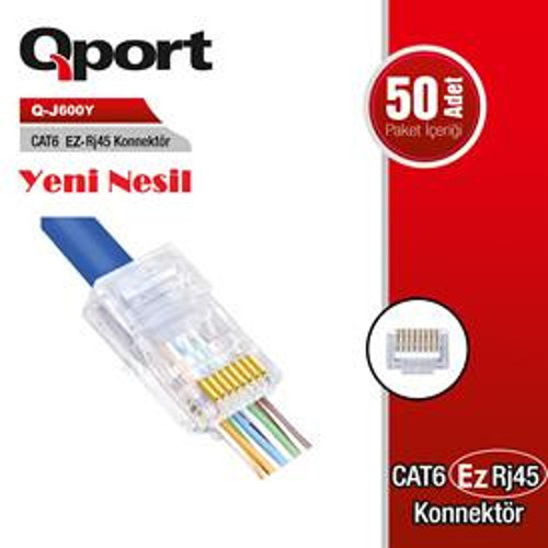 Q-J600Y CAT6 50 LİK PAKET EZ-RJ45 YENİ NESİL KONNEKTÖR