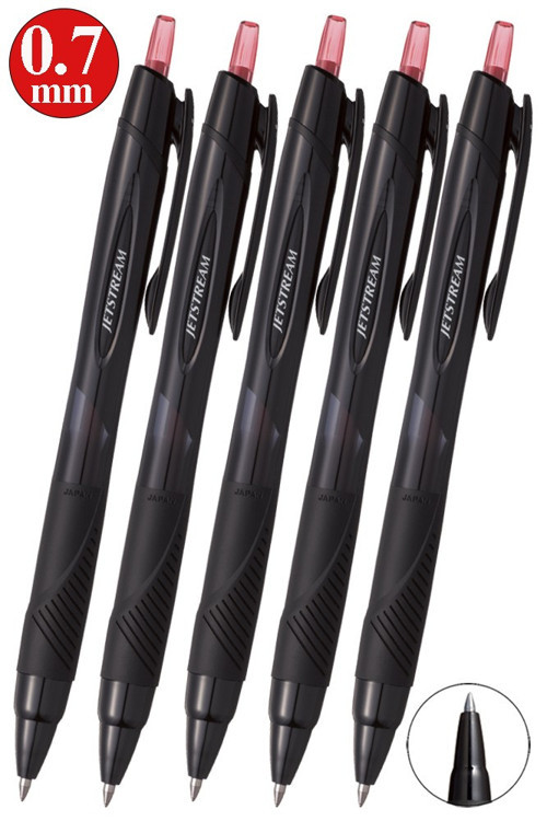 Kırmızı Jel Uçlu Pilot Kalem 5 Adet Uniball Jetstream SXN-157S 0.7 mm Basmalı Pilot Kalem Roller Uçlu Likit Mürekkepli