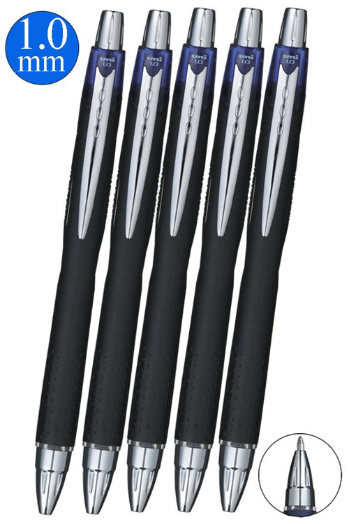 Mavi Jel Uçlu Pilot Kalem 5 Adet Uniball Jetstream SXN-210 1.0 mm Basmalı Pilot Kalem Roller Uçlu Likit Mürekkepli