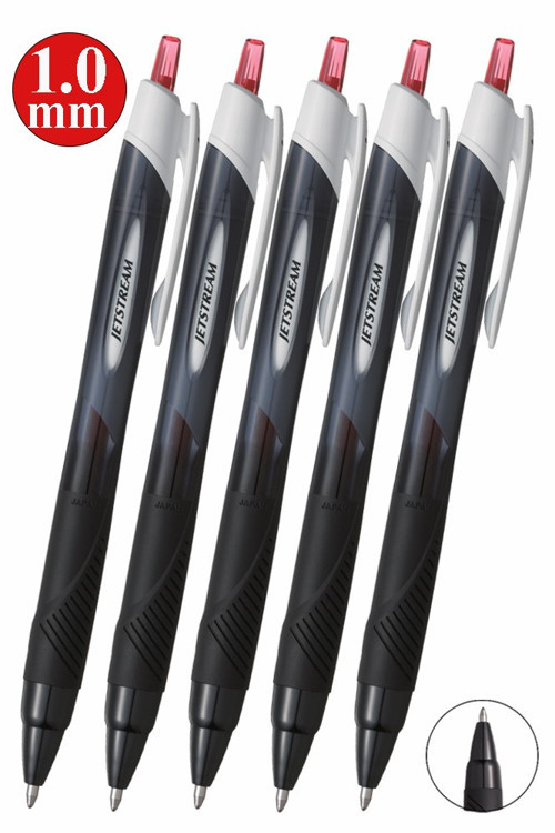 Kırmızı Jel Uçlu Pilot Kalem 5 Adet Uniball Jetstream SXN-150S 1.0 mm Basmalı Pilot Kalem Roller Uçlu Likit Mürekkepli