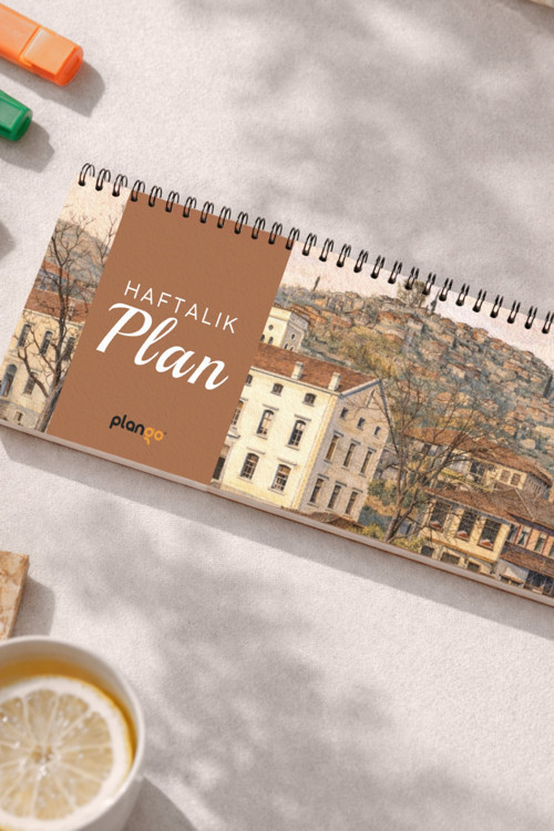 Tarihsiz Spiralli Haftalık Masaüstü Planlayıcı - KOCAELİ - 10x30 cm Plango