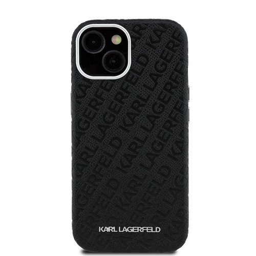 İphone 14 Kılıf Karl Lagerfeld Lisanslı Pu Deri Damgalı Metal Yazı Logolu Kapak