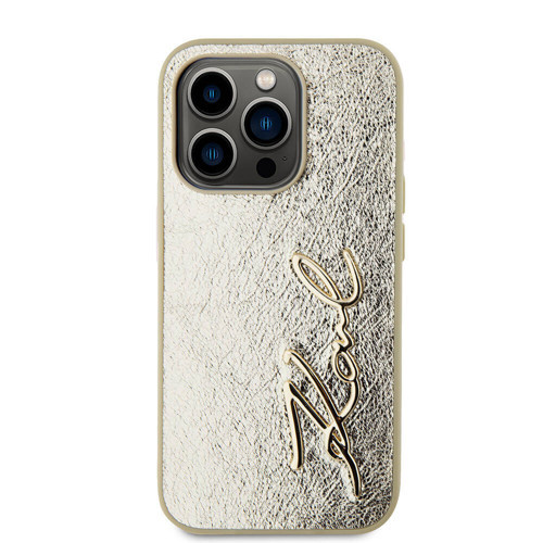 İphone 15 Pro Kılıf Karl Lagerfeld Lisanslı 3D Kl Yazılı Tüylü Arka Yüzey Saffiano Rhinestones Kapak