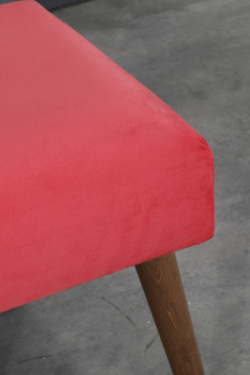 MOBİLYA Ahşap Ayaklı 40x40 Cm Kare Puf Bench -nar Çiçeği