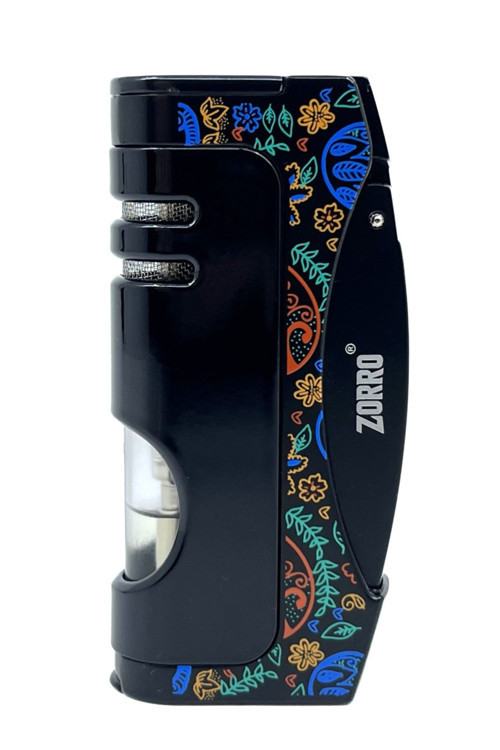 Metal Pürmüz Alevli Puro Çakmağı – Ethnic Art (Siyah)