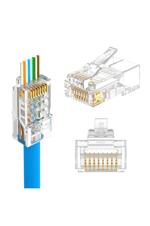 100 Adet Yeni Nesil Jak Cat5/Cat6 Rj45 Konnektör 100 Lü Paket Cat6 Ez Plug Ethernet Jak Network 8P8C