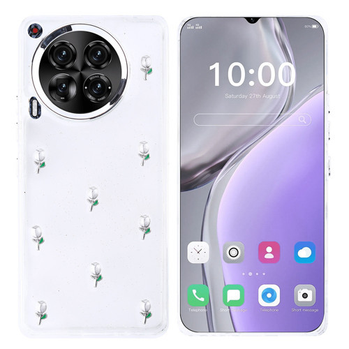 Tecno Camon 30 5G Kılıf Airbag Tasarımlı Simli Şeffaf MKST Kutup Kapak - Lale