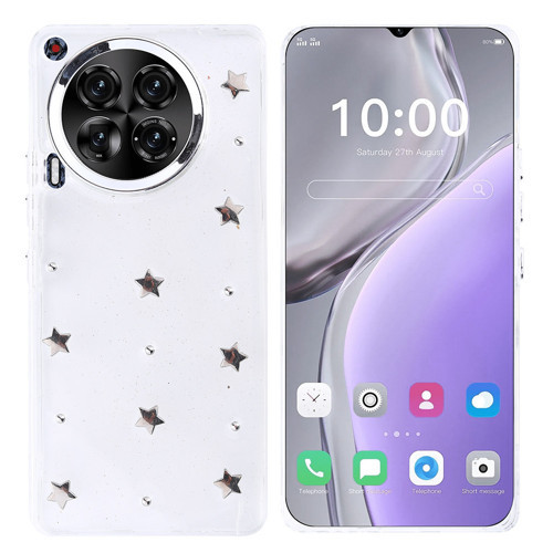 Tecno Camon 30 5G Kılıf Airbag Tasarımlı Simli Şeffaf MKST Kutup Kapak - Yıldız