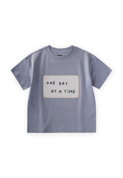 One Day At A Time Aplikeli T-Shırt 2-10 Yaş Pastel Mavi