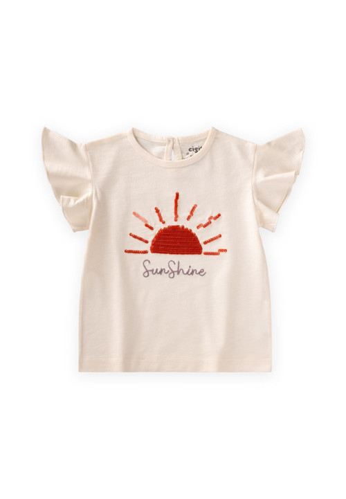 Pullu T-Shirt 1-10 Yaş Ekru