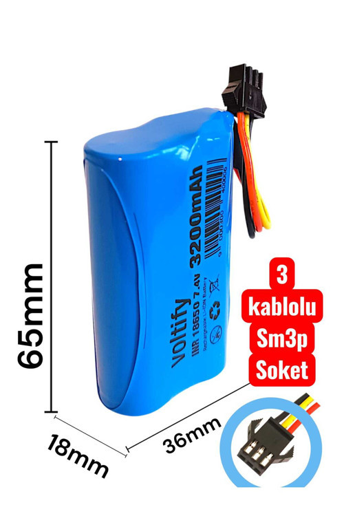 7.4V | 3200 Mah | 18650 | Li-İon | Rc Oyuncak Pili