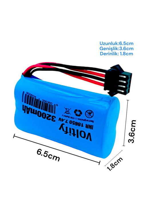 7.4V 18650 3200Mah Li-İon 4Kablolu Sm4P Oyuncak Araba Pili