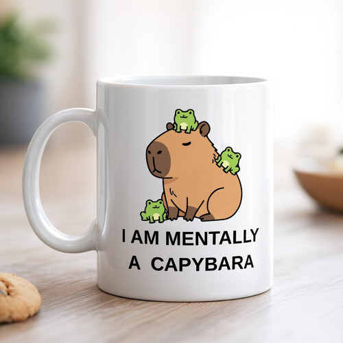 Büro Ev Ofis Hediyesi İçin Kemirgenli İ Am Mentally A Capybara Baskılı Kupa Bardak