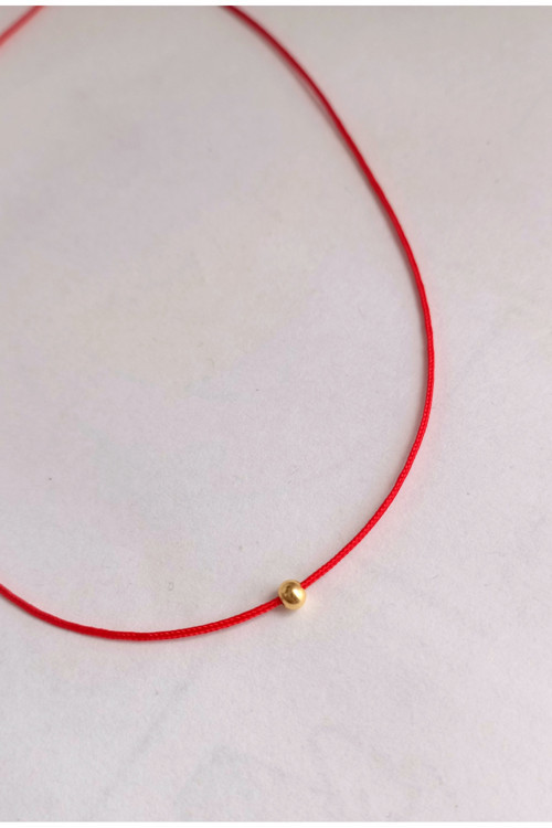 Dorika Boncuklu Kırmızı İp Kolye Choker