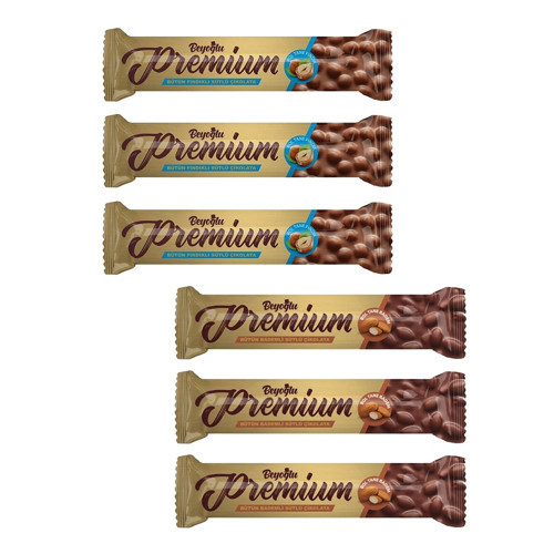 Premium Bütün Fındıklı ve Bademli Çikolata 75 gr x 6 lı Karma Paket