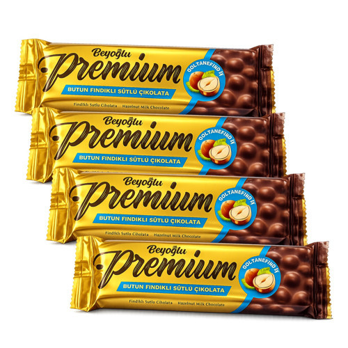 Premium Bütün Fındıklı Çikolata 75 gr x 4 Adet