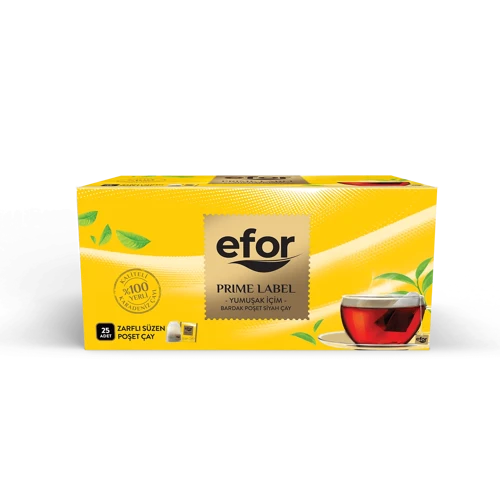 Efor Prime Label Bardak Poşet Siyah Çay 2 gr x 25 Adet