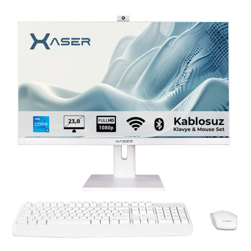 Xs166 i3 12100 8GB Ram 256GB SSD 23.8" Webcam + Wifi+ BT All In One Bilgisayar