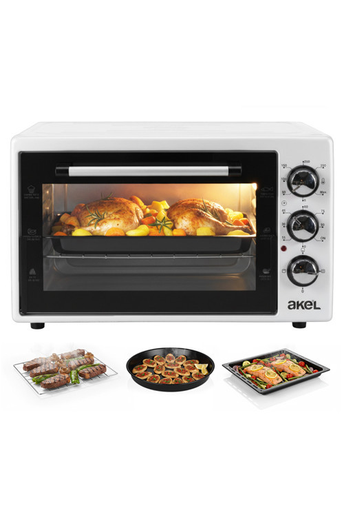 AF340L 34lt Beyaz Mini/Midi Fırın, Aydınlatmalı, Zaman Ayarlı, Izgara & Fırın, 2 Tepsi 1 Tel Izgara