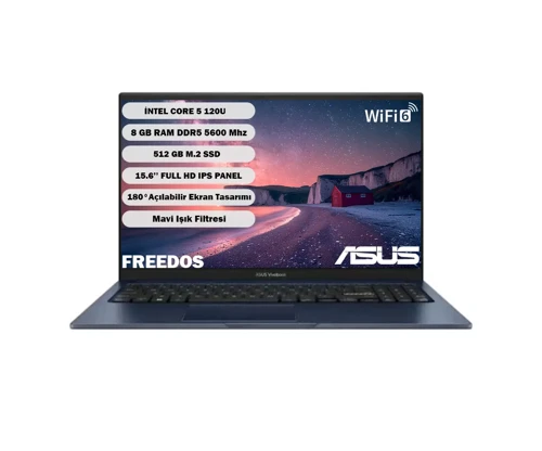 Vivobook 15 X1504VA-BQ4101 Intel Core 5 120U 8GB 512GB SSD Freedos 15.6" Taşınabilir Bilgisayar