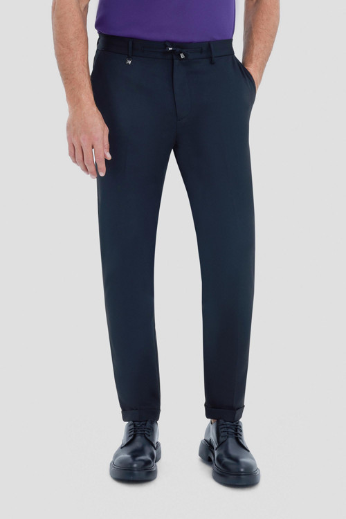 Erkek Siyah Dar Kesim Slim Fit Dokuma Yan Cep Jogger Pantolon