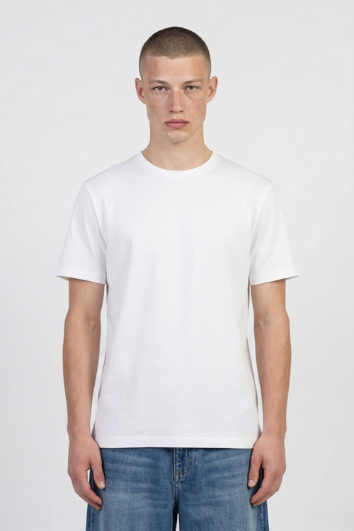 Desenli Bisiklet Yaka Erkek T-Shirt Latte