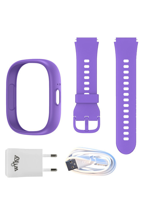5 Plus Mor Akıllı Saat Kasa Kordon Seti + Adaptör ve Şarj Kablosu