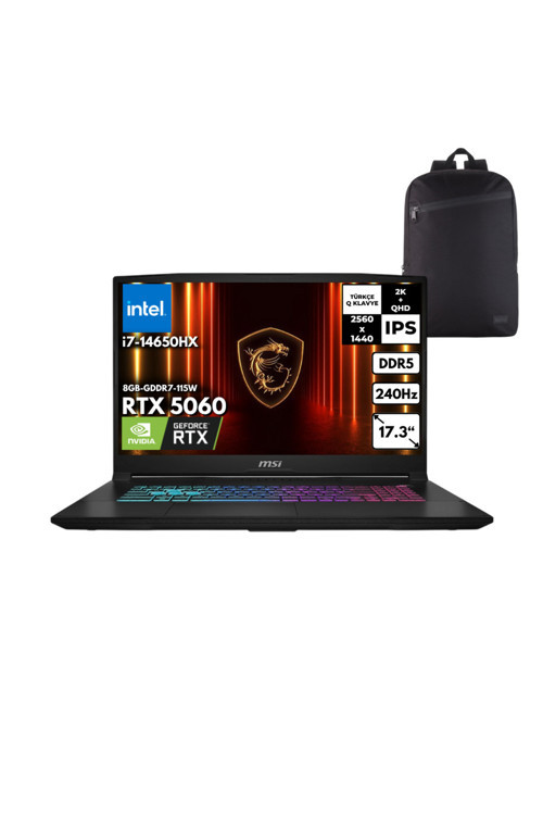 KATANA 17 HX i7-14650HX 16GB 1 TBSSD RTX5060 17.3" Freedos + S.Çantası B14WFK-257XTRHMF1
