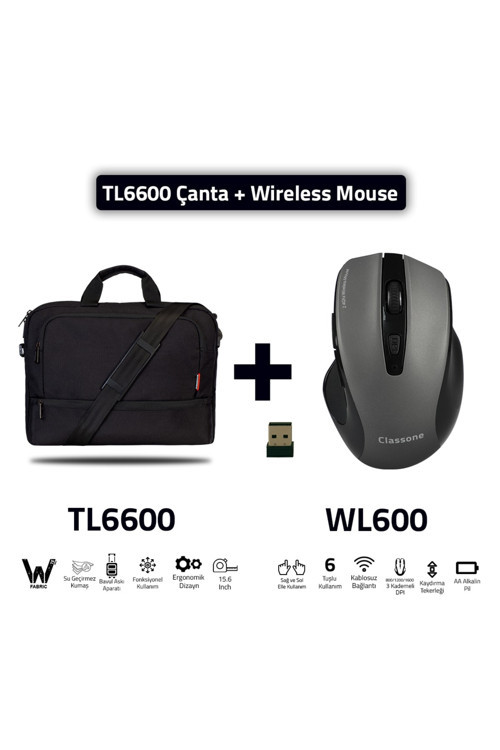 Tl6600-wl600 Wtxpro Su Geçirmez Kumaş 15.6 Inç Uyumlu Notebook ,laptop El Çantası+mouse