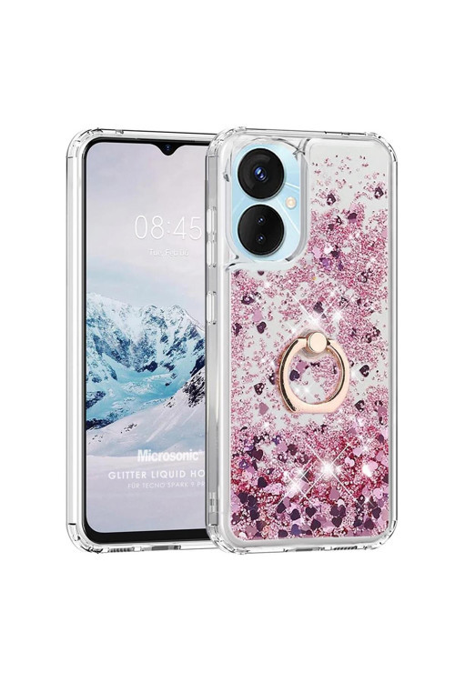 TECNO Spark 9 Pro Kılıf Glitter Liquid Holder Pembe