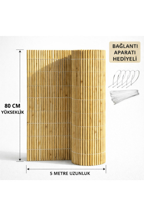 Hasır Bahçe Çiti Balkon Çiti 80 Cm X 5 Metre Balkon Çiti Gölgelik Doğal Kamış Hasır