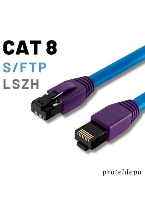 Mavi Cat8 S/ftp Ethernet Network Kablosu 25 cm
