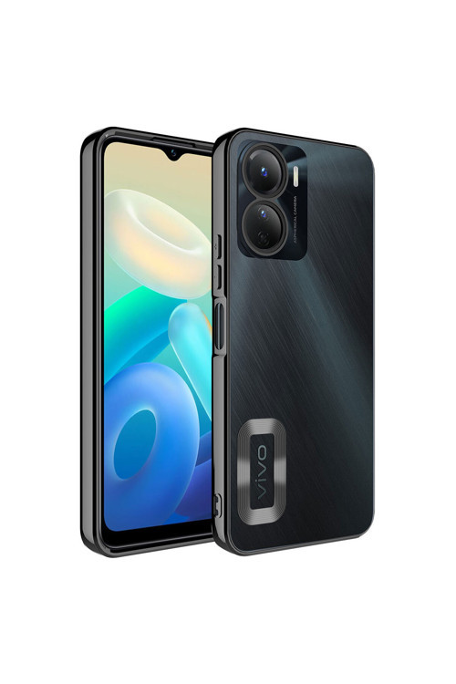 Vivo Y16 Kılıf Logo Yeri Açık Kamera Lens Korumalı Renkli Kenarlı Şeffaf Silikon