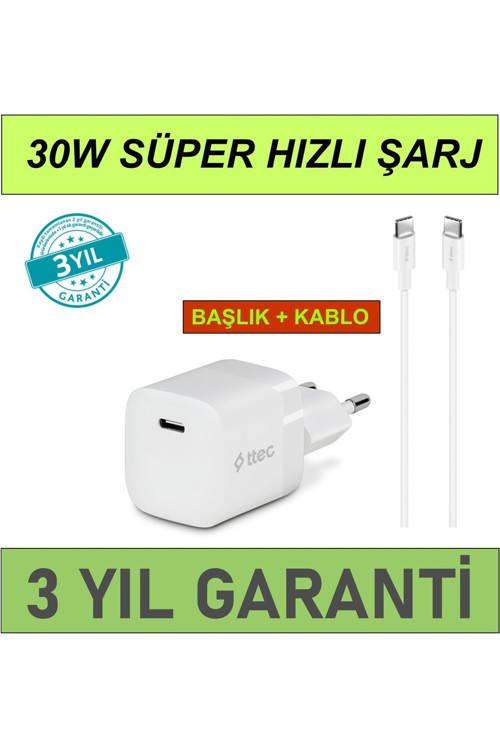SmartCharger 30W PD Başlık + USB-C Kablo iPhone 16 PRO MAX Şarj Set MELODİ