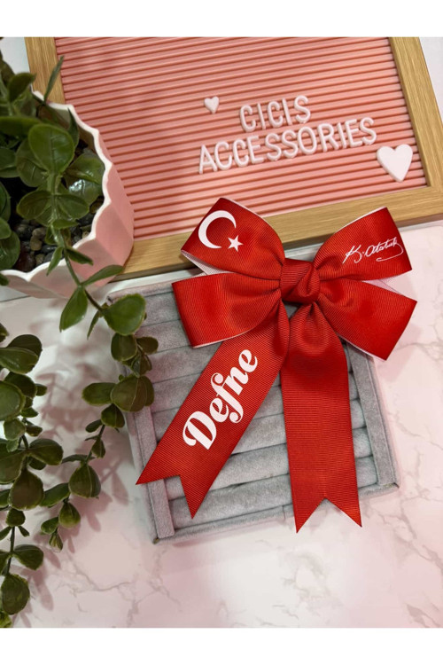 Türk Bayraklı İsme Özel Kişiye Özel Fiyonk Toka