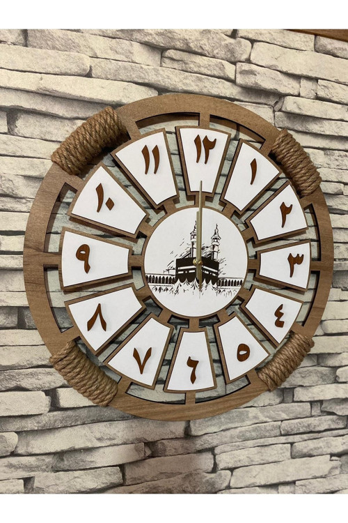 Lavintadesign Arapça Rakamlı Dekoratif Ahşap Duvar Saati 50 Cm
