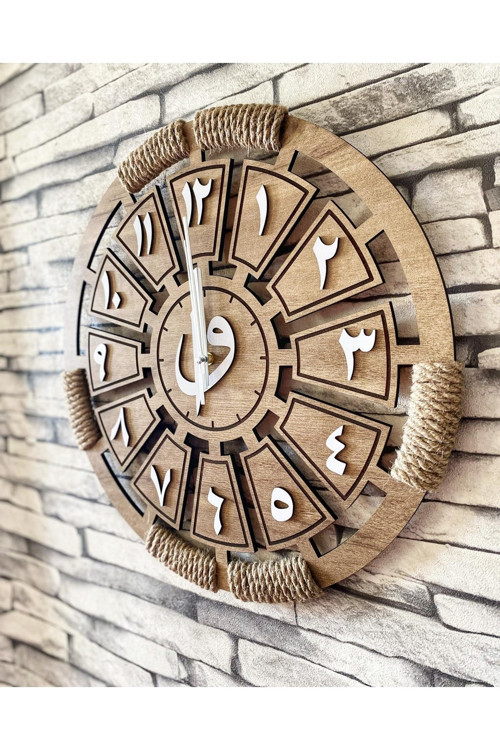 Lavintadesign Arapça Rakamlı Dekoratif Ahşap Duvar Saati 50 Cm
