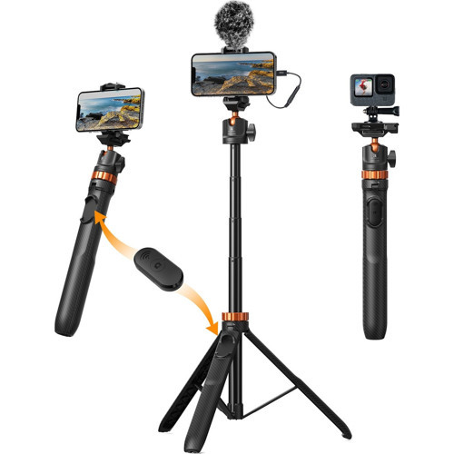 158CM Bluetooth Selfie Çubuğu & Tripod - Cep Telefonları ve Aksiyon Kameralar ile Uyumlu