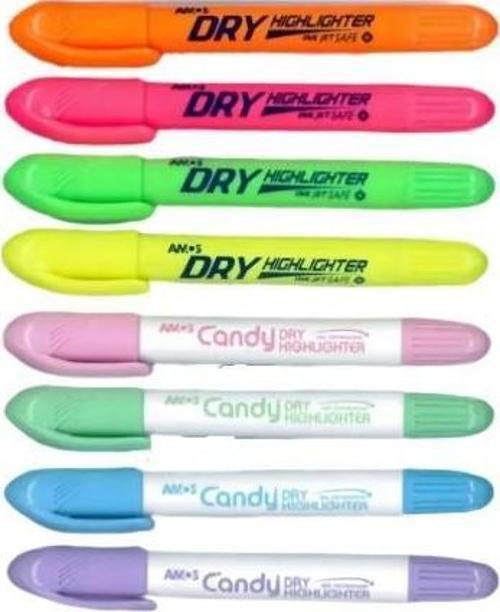 Dry Highlighter Jel Fosforlu Kalem 8 Renk