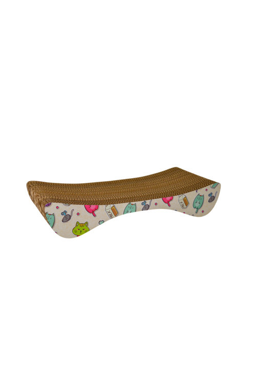 Karton Kedi Tırmalama Kedi Desenli Small 55x10x24 Cm