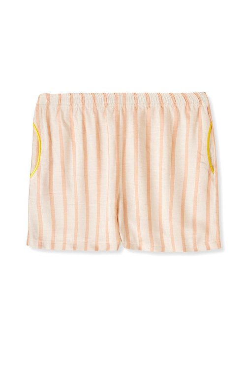Kız Çocuk Ekru Renkli Çizgili Şort