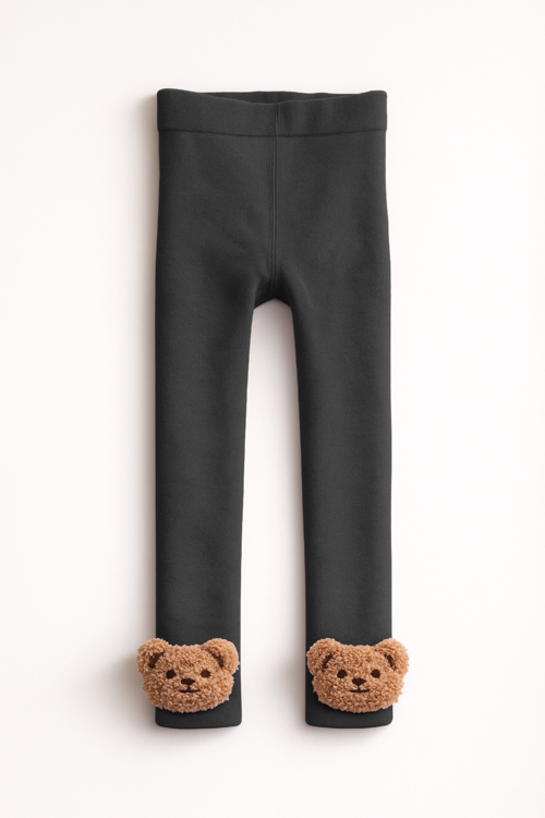 Çocuk Teddy Aksesuarlı İçi Havlu Tayt Füme
