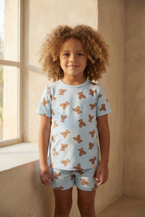 Çocuk Teddy Desenli Paketli Şortlu Pijama Takımı