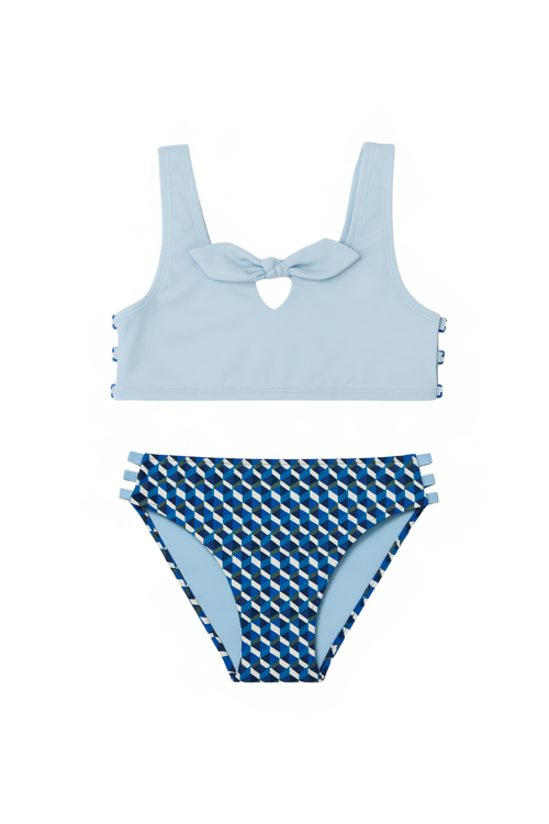 Kız Çocuk Seageo Desenli Bikini Takımı Mavi